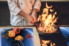 ENORMOUS Tempered GLASS Chopping Board - Induction Cooktop Cover – SINGLE: 80 x 52 cm; DOUBLE: 40 x 52 cm; DD43 Abstract Graphics Series: Space and time