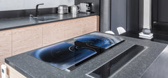 ENORMOUS Tempered GLASS Chopping Board - Induction Cooktop Cover – SINGLE: 80 x 52 cm; DOUBLE: 40 x 52 cm; DD43 Abstract Graphics Series: Space and time