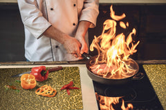 HUGE TEMPERED GLASS COOKTOP COVER – Glass Cutting Board and Worktop Saver – SINGLE: 80 x 52 cm (31,5” x 20,47”); DOUBLE: 40 x 52 cm (15,75” x 20,47”); DD40 Decorative Surfaces Series: Luxury golden pattern