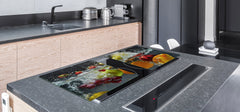 UNIQUE Tempered GLASS Kitchen Board Fruit and Vegetables series DD02 Fruit in water