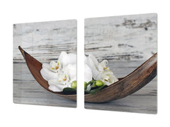 ENORMOUS Tempered GLASS Chopping Board - Flower series DD06A Orchid 2