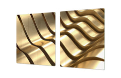 Gigantic Worktop saver and Pastry Board - Tempered GLASS Cutting Board - MEASURES: SINGLE: 80 x 52 cm; DOUBLE: 40 x 52 cm; DD38 Golden Waves Series: Abstract waves