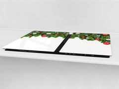 HUGE TEMPERED GLASS COOKTOP COVER - DD30 Christmas Series: Christmas garland