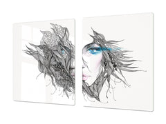 Worktop saver and Pastry Board – Cooktop saver; Series: Outside Series DD19 Graphic of a woman