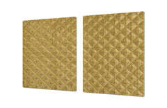 HUGE TEMPERED GLASS COOKTOP COVER – Glass Cutting Board and Worktop Saver – SINGLE: 80 x 52 cm (31,5” x 20,47”); DOUBLE: 40 x 52 cm (15,75” x 20,47”); DD40 Decorative Surfaces Series: Golden textured background