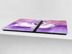 Gigantic Worktop saver and Pastry Board - Tempered GLASS Cutting Board Animals series DD01 Swans