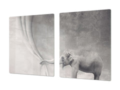 Gigantic Worktop saver and Pastry Board - Tempered GLASS Cutting Board Animals series DD01 Happy elephant