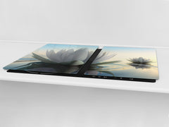 ENORMOUS Tempered GLASS Chopping Board - Flower series DD06A Lotus flower 1