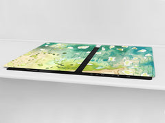 Induction Cooktop Cover – Glass Cutting Board- Flower series DD06B Colorful theme