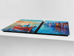 GIGANTIC CUTTING BOARD and Cooktop Cover- Image Series DD05A Fishing boat