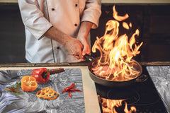 HUGE TEMPERED GLASS COOKTOP COVER – Glass Cutting Board and Worktop Saver – SINGLE: 80 x 52 cm (31,5” x 20,47”); DOUBLE: 40 x 52 cm (15,75” x 20,47”); DD40 Decorative Surfaces Series: Silver waves