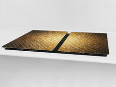 Gigantic Worktop saver and Pastry Board - Tempered GLASS Cutting Board - MEASURES: SINGLE: 80 x 52 cm; DOUBLE: 40 x 52 cm; DD38 Golden Waves Series: Sparkling pattern
