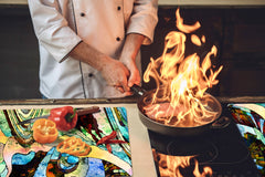 GIGANTIC CUTTING BOARD and Cooktop Cover - Glass Kitchen Board; SINGLE: 80 x 52 cm (31,5” x 20,47”); DOUBLE: 40 x 52 cm (15,75” x 20,47”); DD42 Paintings Series: Stained glass