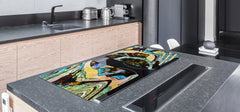 GIGANTIC CUTTING BOARD and Cooktop Cover - Glass Kitchen Board; SINGLE: 80 x 52 cm (31,5” x 20,47”); DOUBLE: 40 x 52 cm (15,75” x 20,47”); DD42 Paintings Series: Stained glass