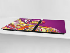 HUGE TEMPERED GLASS CHOPPING BOARD ; Moroccan design Series DD21 Underwater doodle