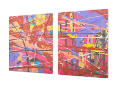 Impact & Scratch Resistant Glass Cutting Board and worktop saver; Texture Series DD20 Colorful spots 2