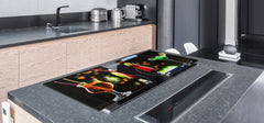 LARGE CUTTING BOARD and Cooktop Cover – Worktop saver; Drinks Series DD11 Colorful drinks 1