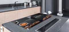 Worktop saver and Pastry Board – Glass Kitchen Board- Coffee series DD07 Coffee inscription 1
