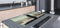 Tempered GLASS Chopping Board – Enormous Induction Cooktop Cover - City Series DD12 Coffee in paris