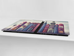 Induction Cooktop Cover – Glass Worktop saver: Fantasy and fairy-tale series DD18 Houses from books