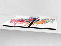 Gigantic Worktop saver and Pastry Board - Tempered GLASS Cutting Board Animals series DD01 Colorful parrot