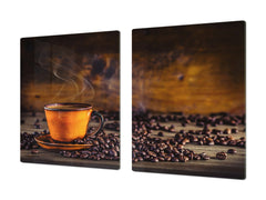 Worktop saver and Pastry Board – Glass Kitchen Board- Coffee series DD07 Coffee 1