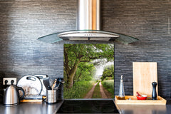 Tempered glass Cooker backsplash BS16 Waterfall landscapes Series: Field Path