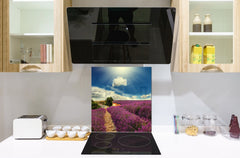 Tempered glass Cooker backsplash BS16 Waterfall landscapes Series: Heathers Violet Tree 2