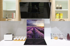 Tempered glass Cooker backsplash BS16 Waterfall landscapes Series: Heathers Violet Tree 4