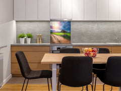 Tempered glass Cooker backsplash BS16 Waterfall landscapes Series: Mountains Meadow Lane