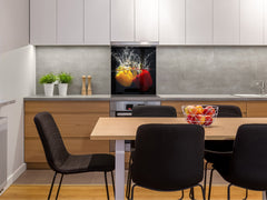 Glass kitchen splashback – Glass upstand BS09 Water splash Series: Peppers In Water 3