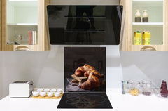 Antiprojections en verre de sécurité imprimé – Antiéclaboussures de cuisine en verre BS22 Série pain: Pain croissant 1