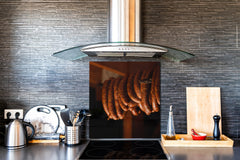Printed tempered glass backsplash – BS23 European tradicional food Series: Sausages Smokehouse 1