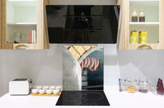 Printed tempered glass backsplash – BS23 European tradicional food Series: Sausages Smokehouse 2