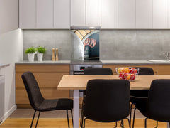 Printed tempered glass backsplash – BS23 European tradicional food Series: Sausages Smokehouse 2