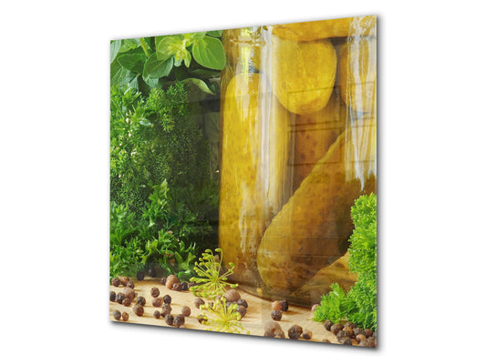 Printed tempered glass backsplash – BS23 European tradicional food Series: Pickled Cucumbers 1