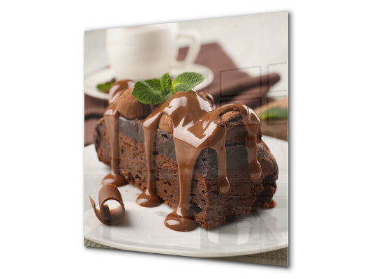 Tempered glass Cooker backsplash BS07 Desserts Series: Chocolate Cake