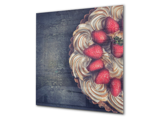 Tempered glass Cooker backsplash BS07 Desserts Series: Strawberry Cake 2