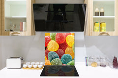 Protector antisalpicaduras – Panel de vidrio para cocina – BS06 Serie postres y dulces: Gelatinas de colores