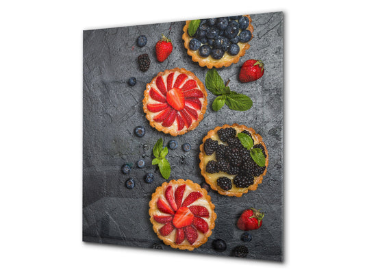 Stunning printed Glass backsplash BS06 Pastries and sweets: Muffins With Fruits