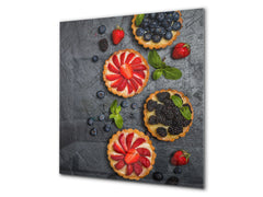 Stunning printed Glass backsplash BS06 Pastries and sweets: Muffins With Fruits