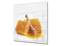 Stunning printed Glass backsplash BS06 Pastries and sweets: Honeycombs 1