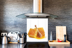 Stunning printed Glass backsplash BS06 Pastries and sweets: Honeycombs 1