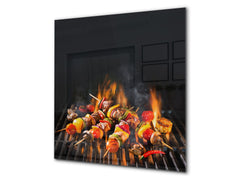 Printed tempered glass backsplash – BS23 European tradicional food Series: Shashlik Grill 2