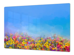 ENORMOUS Tempered GLASS Chopping Board - Flower series DD06A Colorful clearing 1