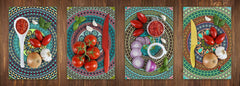 Lot de 4 planches à découper – Lot de 4 plateaux à fromage ; MD02 Série Mandalas: Design ethnique