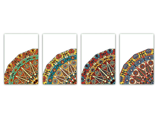 Set of 4 Cutting Boards – 4-piece Cheese Board set; MD02 Mandalas Series:Retro Oriental 1