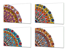 Set of 4 Cutting Boards – 4-piece Cheese Board set; MD02 Mandalas Series:Retro Oriental 2
