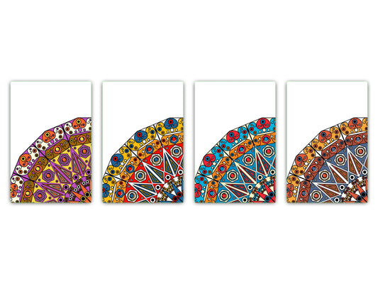 Set of 4 Cutting Boards – 4-piece Cheese Board set; MD02 Mandalas Series:Retro Oriental 2