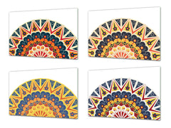 Set of 4 Cutting Boards – 4-piece Cheese Board set; MD02 Mandalas Series:Oriental Retro 2
